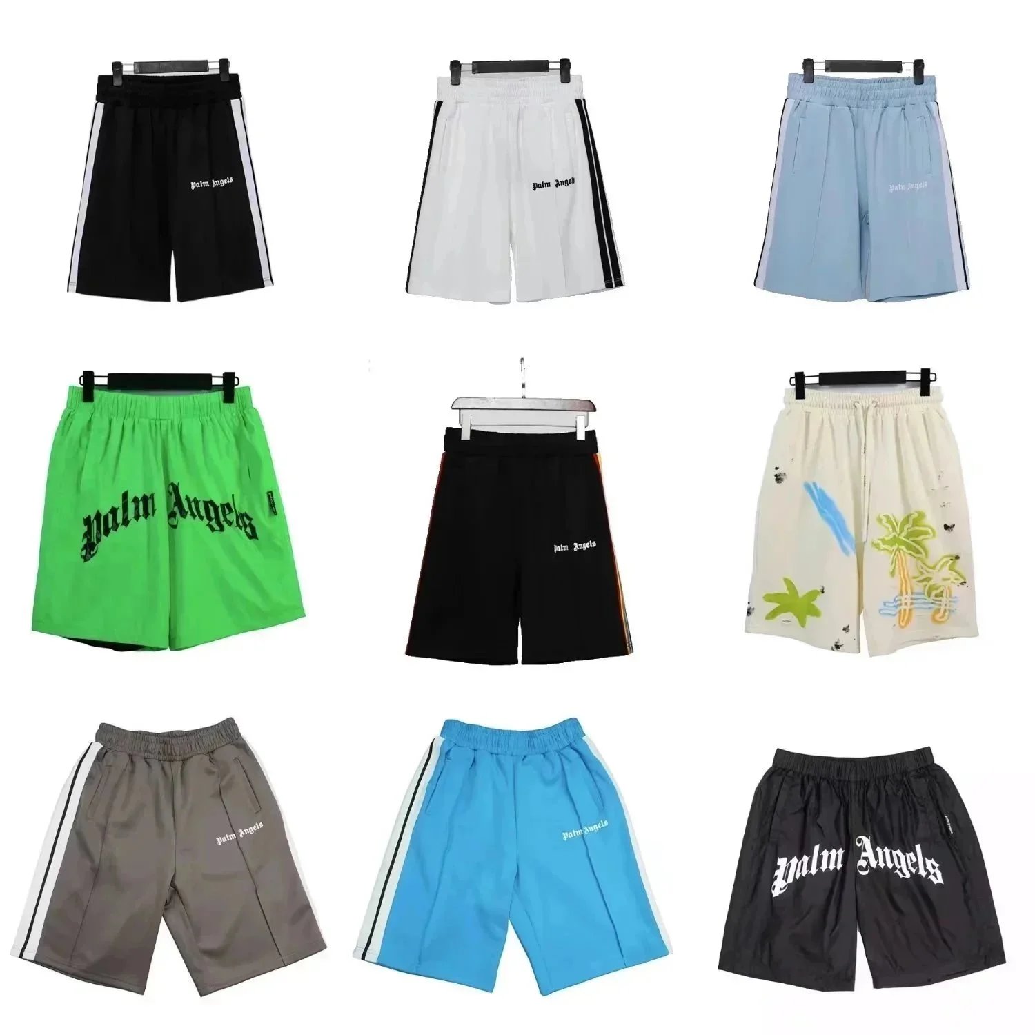 Palm Angels Contrasting Band RAINBOW Jersey Shorts men